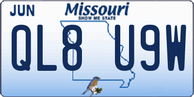 MO license plate QL8U9W
