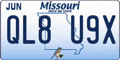 MO license plate QL8U9X
