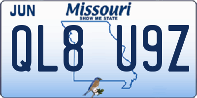 MO license plate QL8U9Z