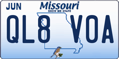 MO license plate QL8V0A