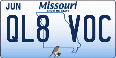 MO license plate QL8V0C