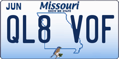 MO license plate QL8V0F