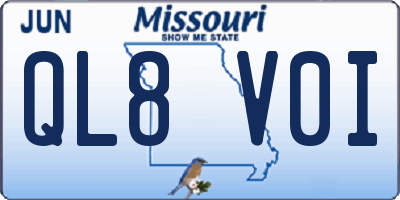 MO license plate QL8V0I