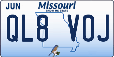 MO license plate QL8V0J