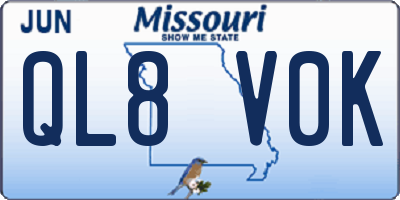 MO license plate QL8V0K