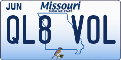 MO license plate QL8V0L