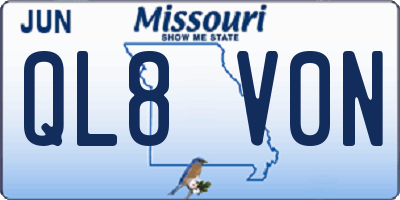 MO license plate QL8V0N