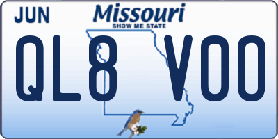 MO license plate QL8V0O