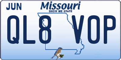 MO license plate QL8V0P