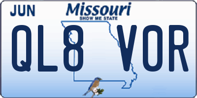 MO license plate QL8V0R