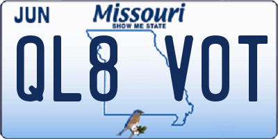 MO license plate QL8V0T