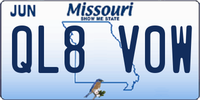 MO license plate QL8V0W