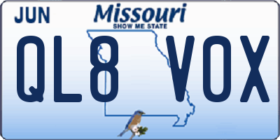 MO license plate QL8V0X