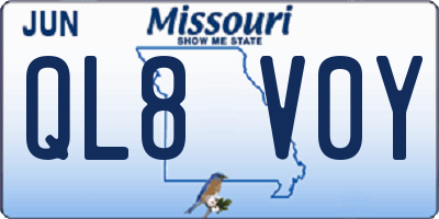 MO license plate QL8V0Y