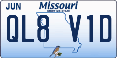 MO license plate QL8V1D