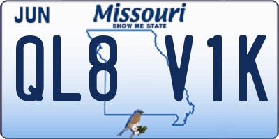 MO license plate QL8V1K