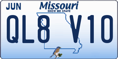 MO license plate QL8V1O