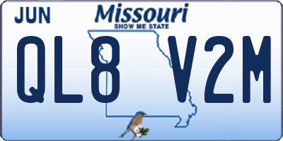 MO license plate QL8V2M