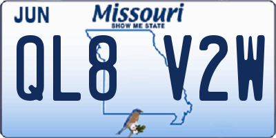 MO license plate QL8V2W