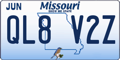 MO license plate QL8V2Z