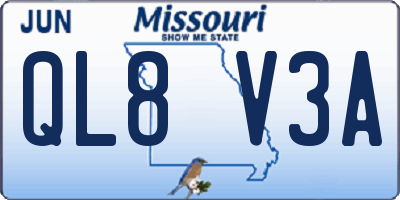 MO license plate QL8V3A