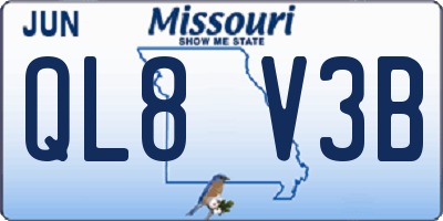 MO license plate QL8V3B