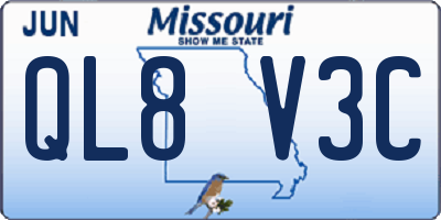 MO license plate QL8V3C