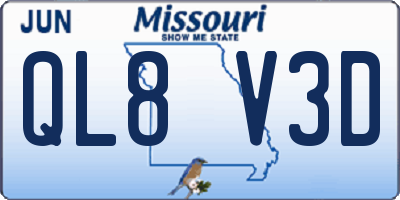 MO license plate QL8V3D