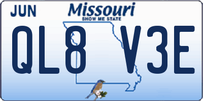 MO license plate QL8V3E