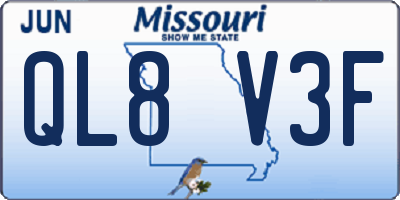 MO license plate QL8V3F