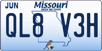 MO license plate QL8V3H