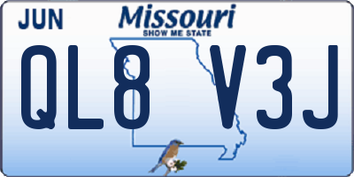 MO license plate QL8V3J