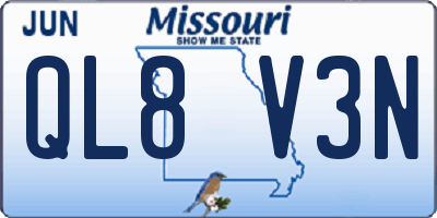 MO license plate QL8V3N