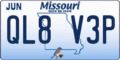 MO license plate QL8V3P