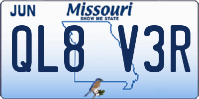 MO license plate QL8V3R