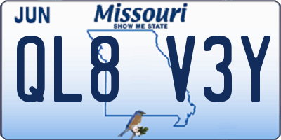MO license plate QL8V3Y