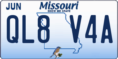 MO license plate QL8V4A