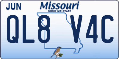 MO license plate QL8V4C