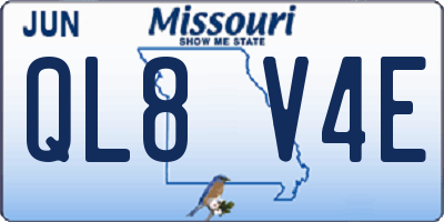 MO license plate QL8V4E