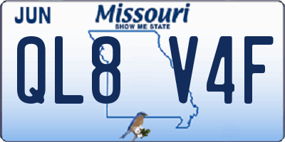 MO license plate QL8V4F