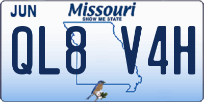 MO license plate QL8V4H