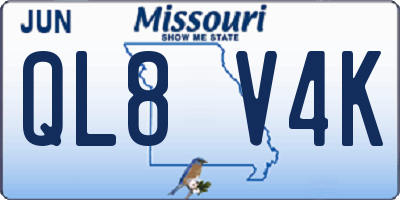 MO license plate QL8V4K