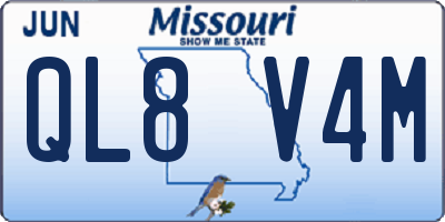 MO license plate QL8V4M