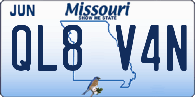 MO license plate QL8V4N