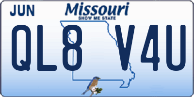 MO license plate QL8V4U