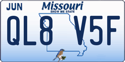 MO license plate QL8V5F