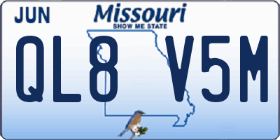 MO license plate QL8V5M
