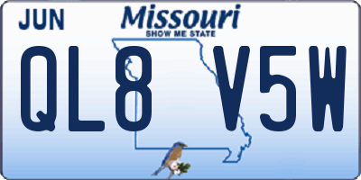 MO license plate QL8V5W
