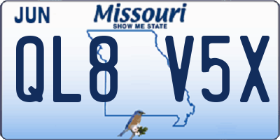 MO license plate QL8V5X