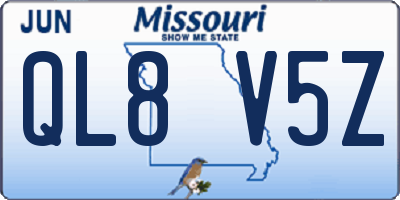 MO license plate QL8V5Z